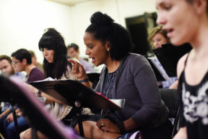 Cast members spend their first day of rehearsal on music at theREP in Albany Tuesday, June 13, 2017.
