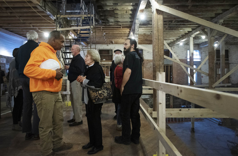 Patrons explore the space before a press conference announcing the beginning of the public campaign at the new home of theREP in Livingston Square in Albany Thursday, October 3, 2019.