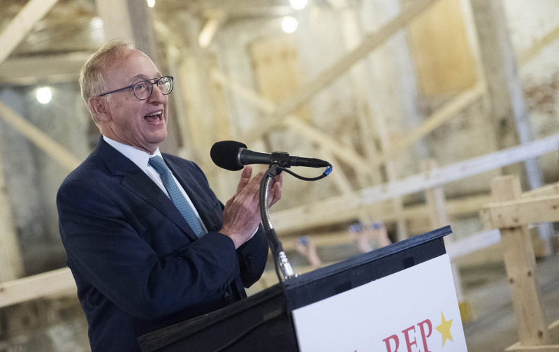 Board president Harold Iselin speaks during a press conference announcing the beginning of the public campaign at the new home of theREP in Livingston Square in Albany Thursday, October 3, 2019.